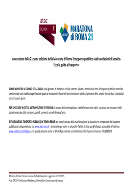 In Occasione Della 21Esima Edizione Della Maratona Di Roma Il Trasporto Pubblico Subirà Variazioni Di Servizio