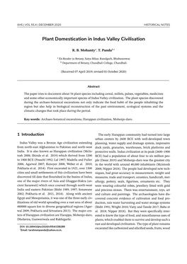 Plant Domestication in Indus Valley Civilisation