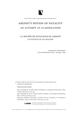 Arendt's Notion of Natality