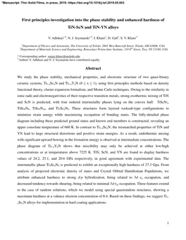 First Principles Investigation Into the Phase Stability and Enhanced Hardness of Tin-Scn and Tin-YN Alloys