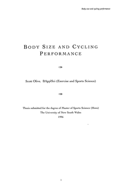 Body Size and Cycling Performance