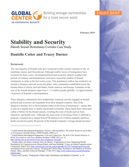 Stability and Security Danish Somali Remittance Corridor Case Study