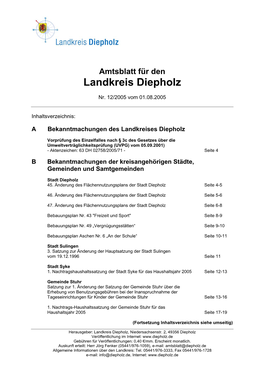 Amtsblatt Für Den Landkreis Diepholz