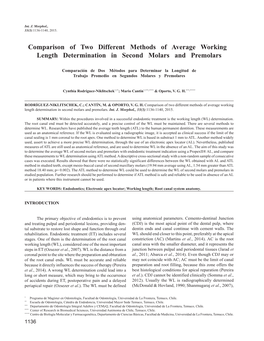 Comparison of Two Different Methods of Average Working Length Determination in Second Molars and Premolars