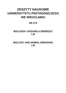 ZESZYTY NAUKOWE Uniwersytetu Przyrodniczego WE WROCŁAWIU