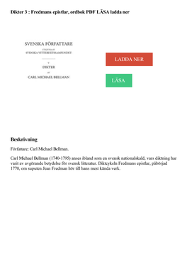 Dikter 3 : Fredmans Epistlar, Ordbok PDF LASA Ladda