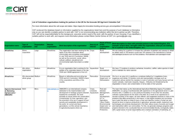 List of Colombian Organisations Looking for Partners in the UK for the Innovate UK Agri-Tech Colombia Call for More Information