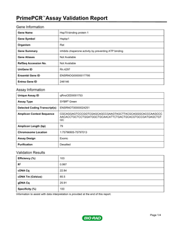 Primepcr™Assay Validation Report