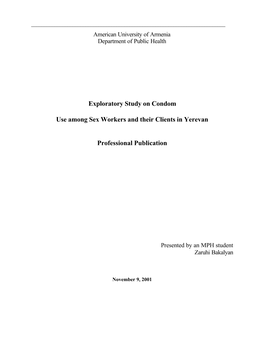 Exploratory Study on Condom Use Among Sex Workers and Their