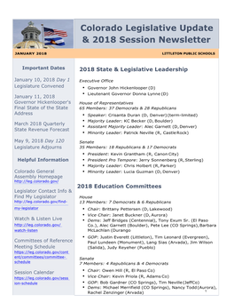 Colorado Legislative Update & 2018 Session Newsletter