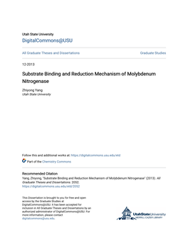 Substrate Binding and Reduction Mechanism of Molybdenum Nitrogenase