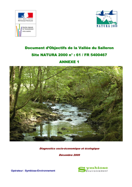 Document D'objectifs De La Vallée Du Salleron Site NATURA 2000 N° : 61