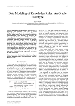 Data Modeling of Knowledge Rules: an Oracle Prototype