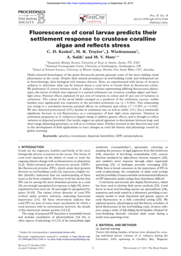 Fluorescence of Coral Larvae Predicts Their Settlement Response to Crustose Coralline Algae and Reﬂects Stress C