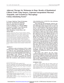 Adjuvant Therapy for Melanoma in Dogs