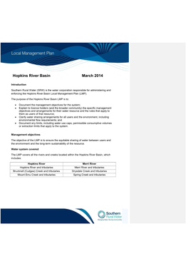 Hopkins River Basin Local Management Plan (LMP)