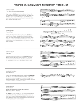 “Esopus 18: Slonimsky's Thesaurus” Track List