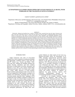 Actinopterygian Fishes from Upper Cretaceous Rocks in Alabama, with Emphasis on the Teleostean Genus Enchodus