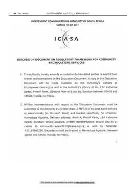 Regulatory Framework for Community Broadcasting Services 40660