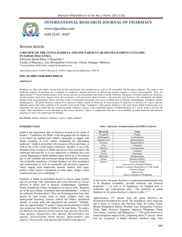 A Review on the Genus Bambusa and One Particular