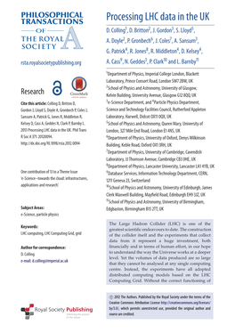 Processing LHC Data in the UK D