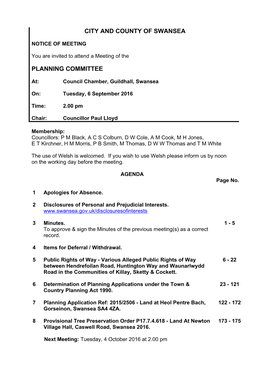 (Public Pack)Agenda Document for Planning Committee, 06/09/2016 14:00