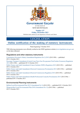 New South Wales Government Gazette No. 42 of 18 October 2013