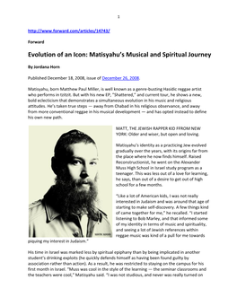 14 Horn, Evolution of an Icon: Matisyahu's Musical and Spiritual