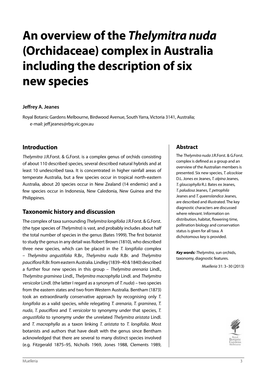 An Overview of the Thelymitra Nuda (Orchidaceae) Complex in Australia Including the Description of Six New Species