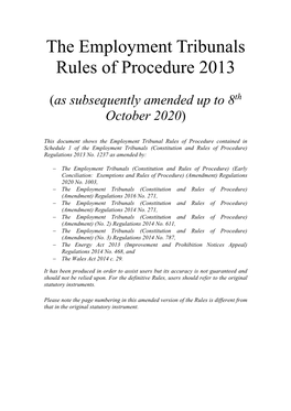 The Employment Tribunals Rules of Procedure 2013