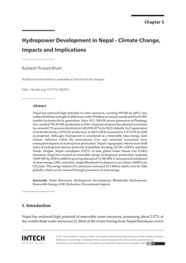 Hydropower Development in Nepal - Climate Change, Impacts and Implications 77 Landslide, Sedimentation, and Flooding