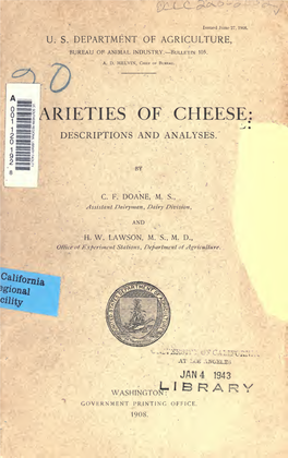 Varieties of Cheese : Descriptions and Analyses