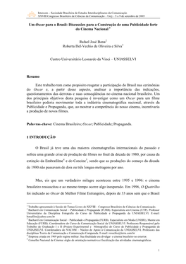 Um Oscar Para O Brasil: Discussões Para a Construção De Uma Publicidade Forte Do Cinema Nacional 1