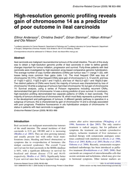 High-Resolution Genomic Profiling Reveals Gain of Chromosome 14 As