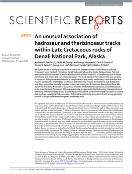 An Unusual Association of Hadrosaur and Therizinosaur Tracks Within Late