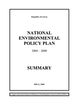 National Environmental Policy Pla Nn Summary