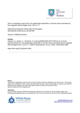 Ex Vivo Gadoxetate Relaxivities in Rat Liver Tissue and Blood at Five Magnetic Field Strengths from 1.41 to 7 T