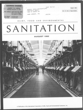 Dairy, Food and Environmental Sanitation 1992-08: Vol 12 Iss 9