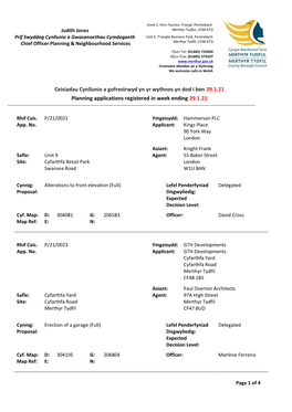 Planning Applications Weekly List 29-01-2021