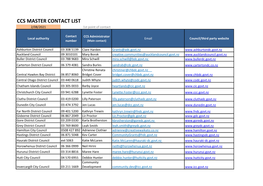 CCS MASTER CONTACT LIST 2/08/2021 1St Point of Contact