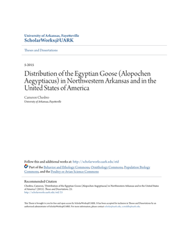 Distribution of the Egyptian Goose (Alopochen Aegyptiacus) In