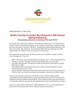 Stellar Line-Up at London Bus Museum's 45Th Annual 'Spring