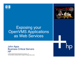 Exposing Your Openvms Applications As Web Services