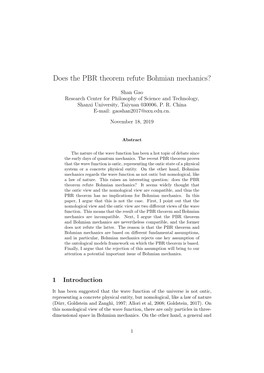 Does the PBR Theorem Refute Bohmian Mechanics?