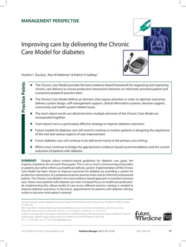 Improving Care by Delivering the Chronic Care Model for Diabetes