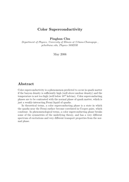 Color Superconductivity Abstract