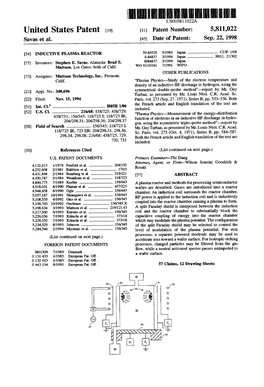 United States Patent (19) 11 Patent Number: 5,811,022 Savas Et Al