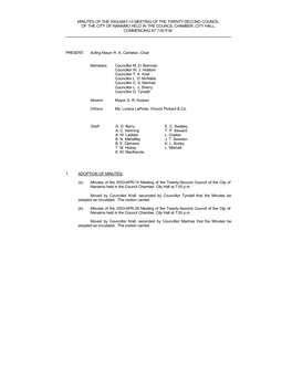 Council Minutes for May 12, 2003