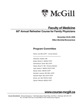 Faculty of Medicine 60Th Annual Refresher Course for Family Physicians