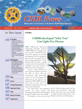 CSIR News Newsletter of the Council of Scientific & Industrial Research